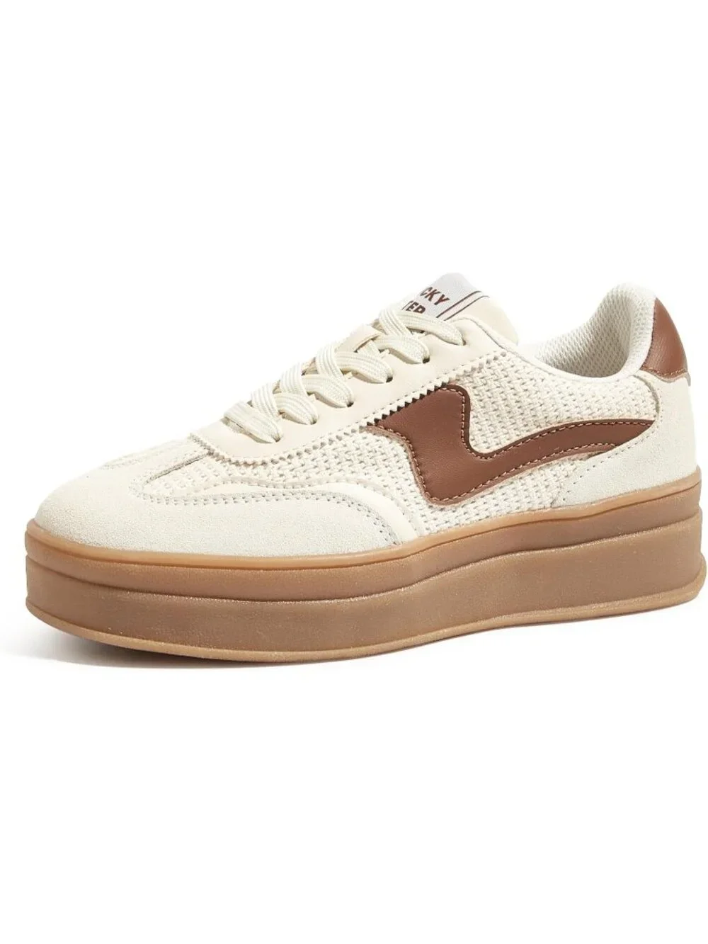 🆕Women's Beige Brown Platform Fashion Sneakers Thick Sole Casual Walking Shoes